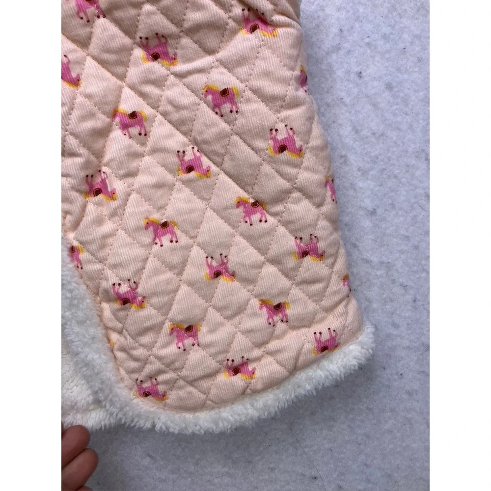Matilda Jane Quilted Vest Kids 6 Pink New Reversible Horse Print‎ Toggle Sherpa